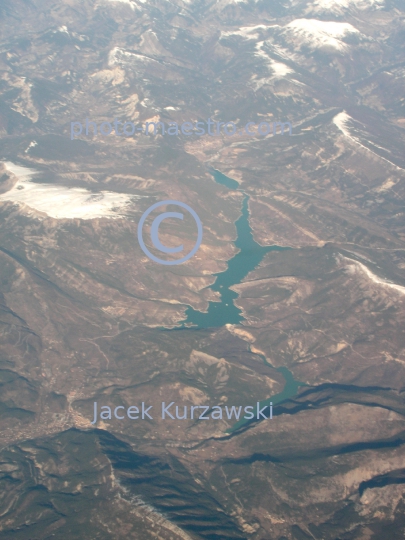 France,Alpes,winter,mountains snow-covered Alpes,aerial image,Provence,Castillon Lake