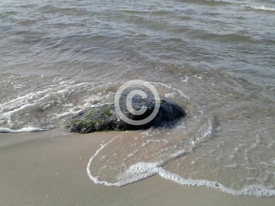 Kolobrzeg Poland Baltic sea waves flood a sto