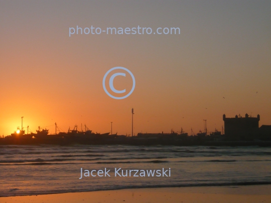Morocco-Essaouira-Mogodor-Atlantic coast-Sunset-Harbour-port
