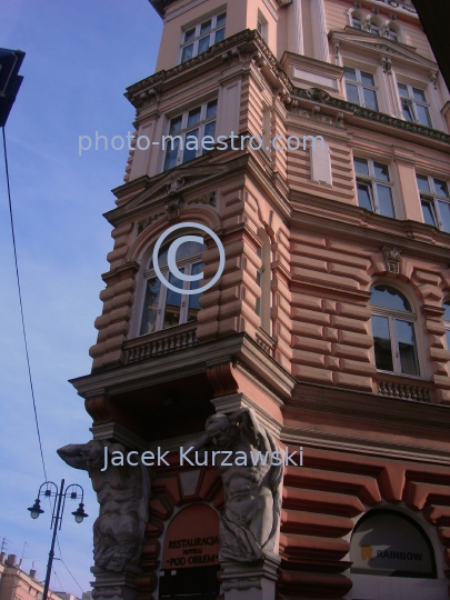 Poland,Bydgoszcz,Kuyavian-Pomeranian Voivodeship,architecture,Hotel "Pod Orlem",atlants,tetails,history